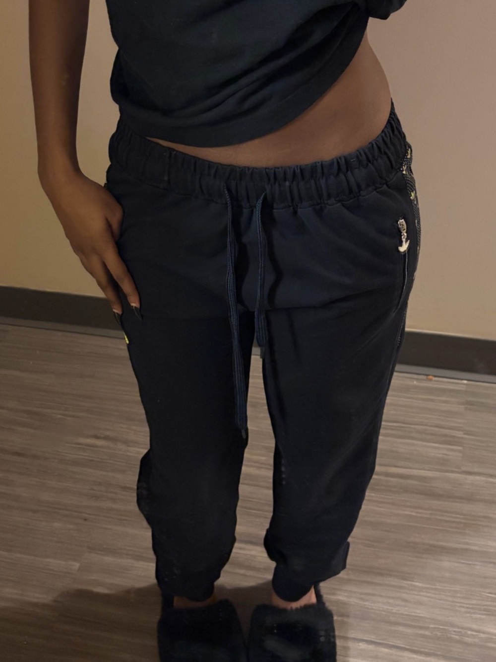 adidas Black Track Pants with Subtle silver Accents
